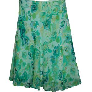 Dressbarn Skirt Size 8 Blue Green Gold Floral Sheer Fairy Whimsical Easter Y2K